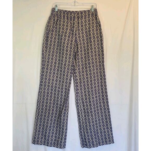 Derek Lam Wide Leg Geometric Blue White Wide Leg Pants US 4